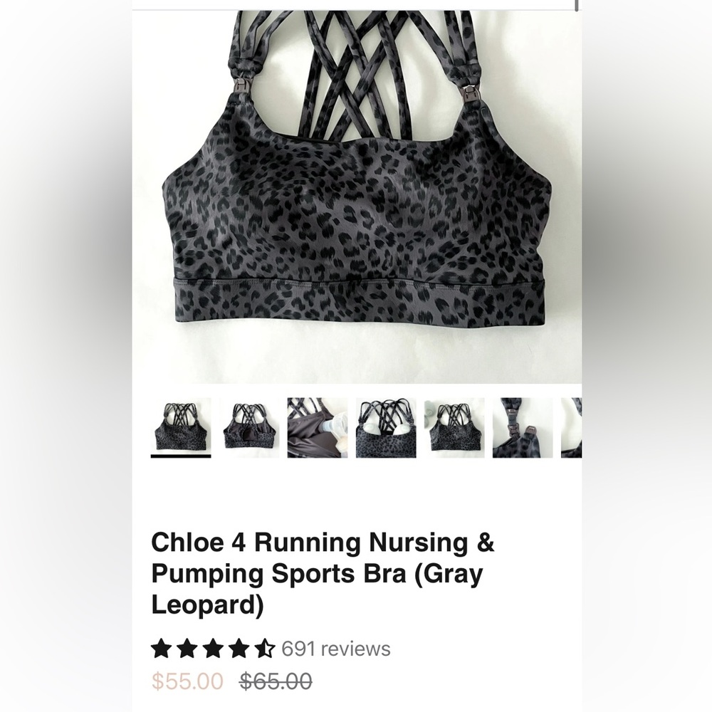 Chloe 4 Running Nursing & Pumping Sports Bra (Gray Leopard)